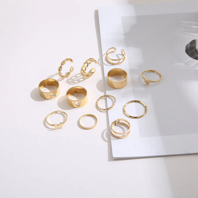18k Gold Plated Finger Ring | Set of 12