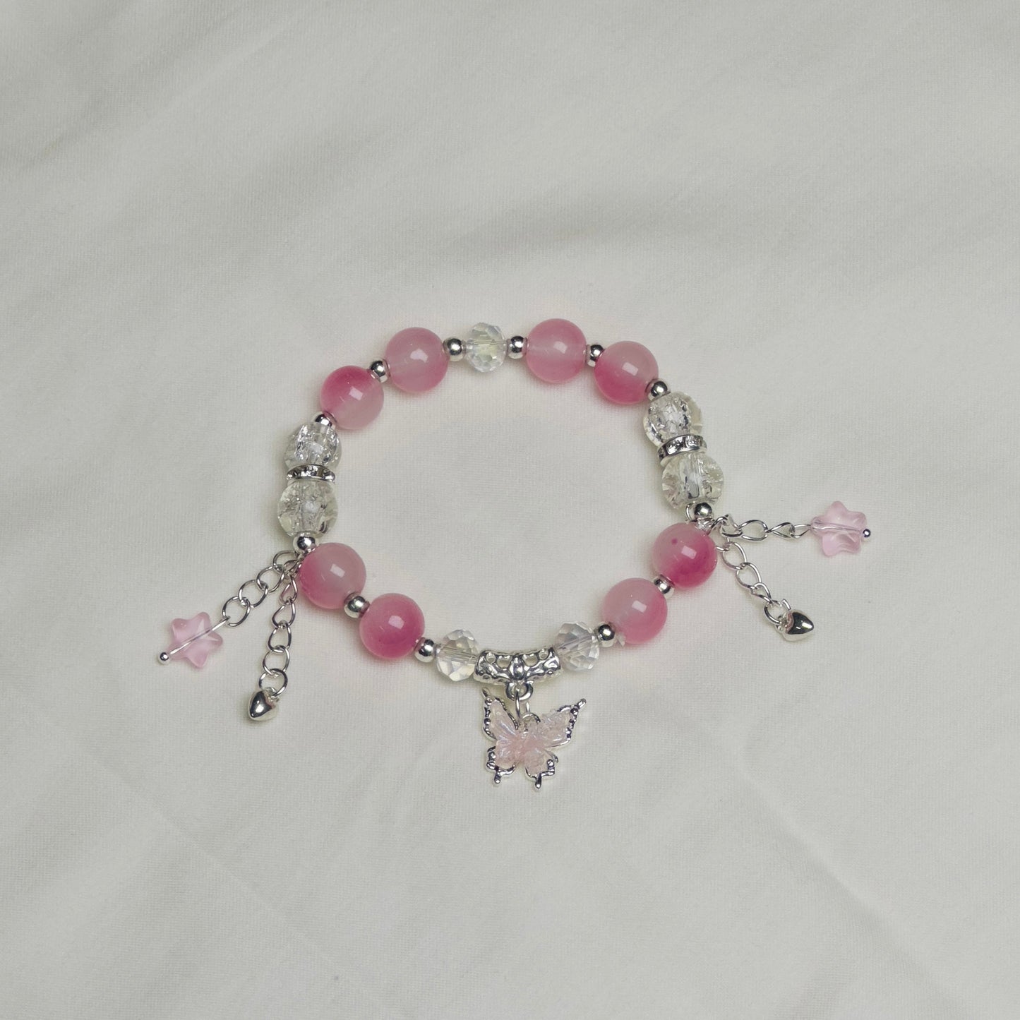 Pink Bead Bracelet ( Butterfly )