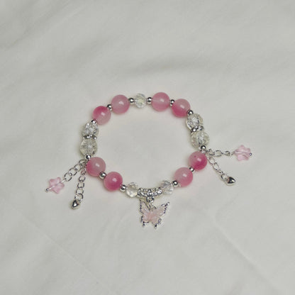 Pink Bead Bracelet ( Butterfly )