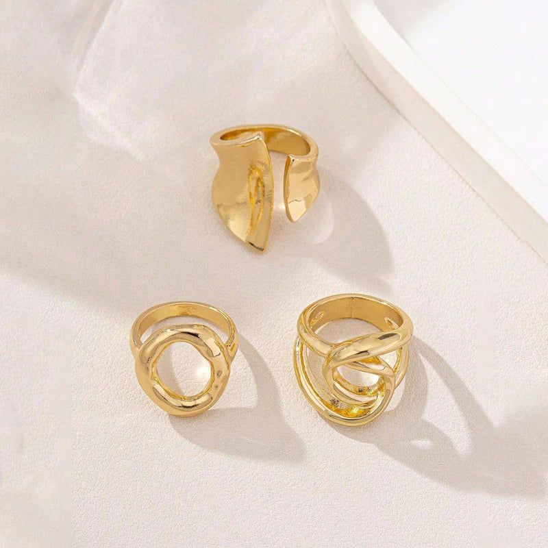 18k Gold Plated Finger Ring Set of 3