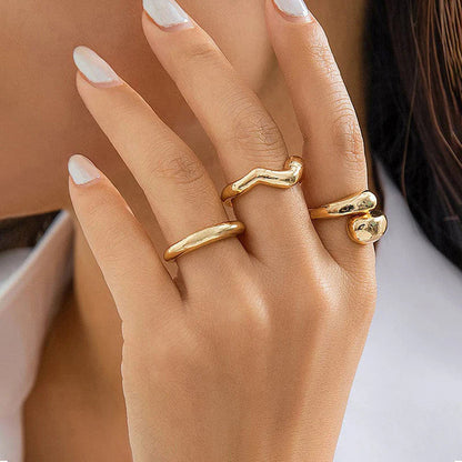 18k Gold Plated Finger Ring | Set of 3