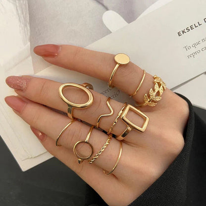 18k Gold Plated Finger Ring | Set of 11