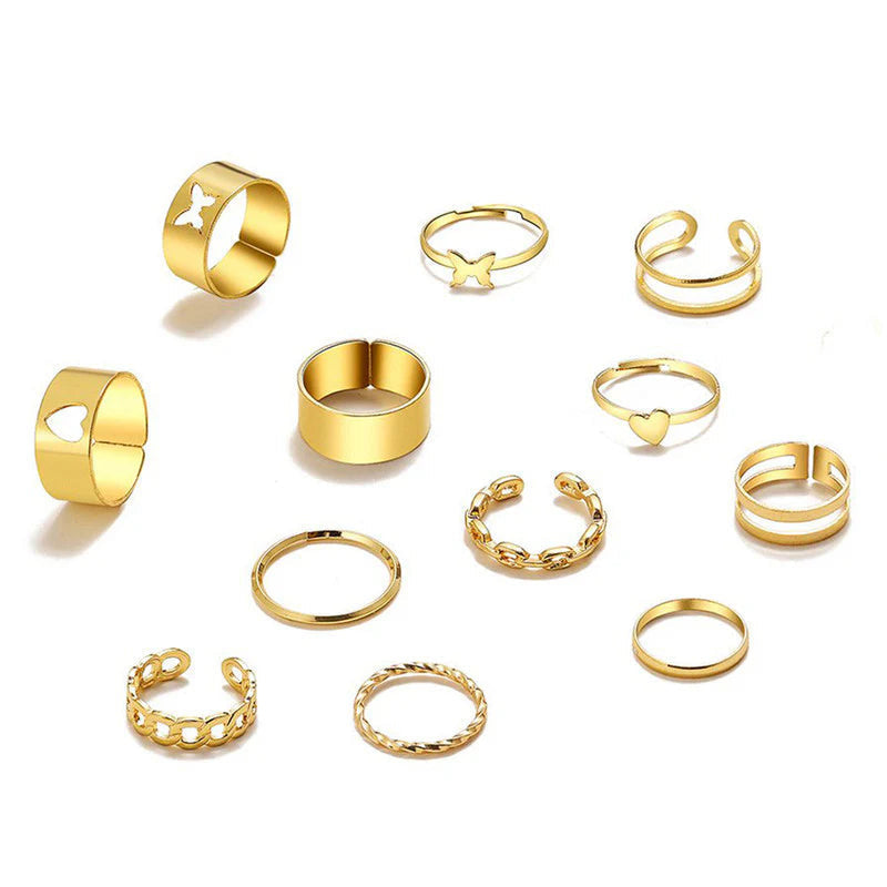 18k Gold Plated Finger Ring | Set of 12