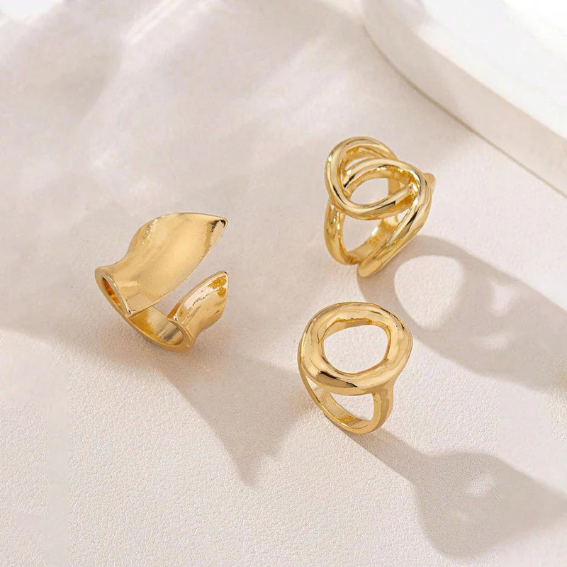 18k Gold Plated Finger Ring Set of 3